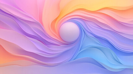 Poster - a dreamy, undulating design of pastel swirls in pink, purple, and blue, with a soft translucent