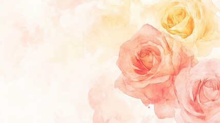 Poster - A textured rose background with watercolor-style pink and yellow roses, giving a soft, artistic feel.