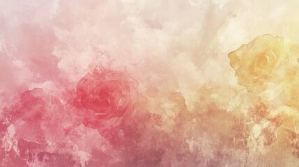 Poster - A textured rose background with watercolor-style pink and yellow roses, giving a soft, artistic feel.