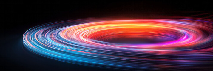 Poster - A glowing orb placed at the center of a winding road, casting dynamic streaks of orange, red, and