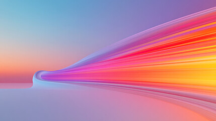 Poster - An abstract composition of a glowing orb on a curved path, radiating energetic streaks of orange,