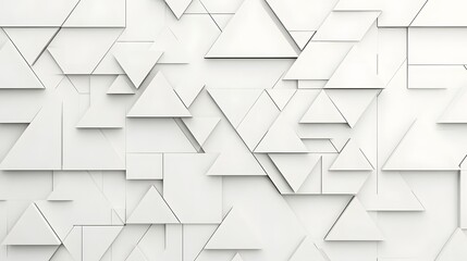 Poster - Abstract Geometric Background of White Triangles and Shapes