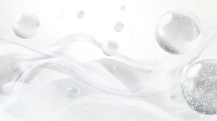 Aufkleber - bubbles floating gracefully above soft white waves creating an ethereal and serene atmosphere