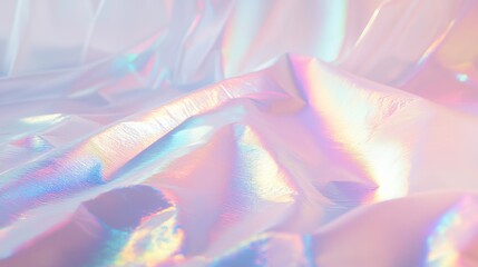 Poster - Colorful reflective surface showcases pastel hues and soft light patterns against a white background for artistic inspiration