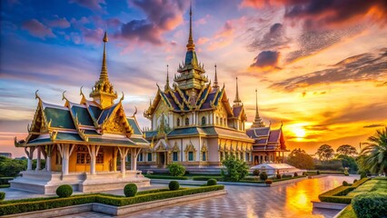 Canvas Print - Wat Sangkat Rattana Khiri Temple Uthai Thani Thailand - Majestic Landmark Stock Photo