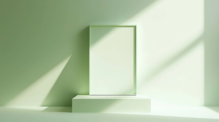 Poster - Minimalist Pastel Green 3D Frame Displays on Soft Background with Subtle Shadows
