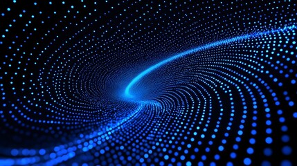 Fototapete - Abstract Blue Digital Background with Dots and Light Trails