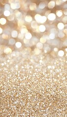 Wall Mural - Sparkling Abstract Background with Golden Glitter Texture and Warm Blurred Lights Bokeh Effect