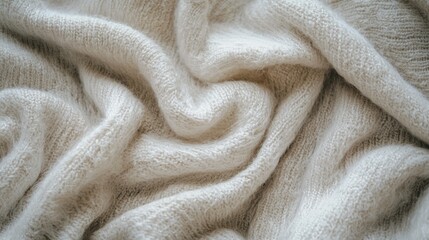 Aufkleber - A luxurious white blanket lies gracefully on a soft surface, its delicate fibers intertwining and creating a serene atmosphere. Ideal for enhancing your living space and promoting relaxation
