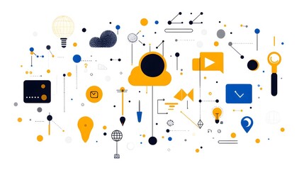 Poster - Abstract Digital Background with Colorful Icons and Patterns