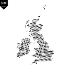 Wall Mural - Abstract image United Kingdom map from point Black on a white background. Vector illustration eps 10.	
