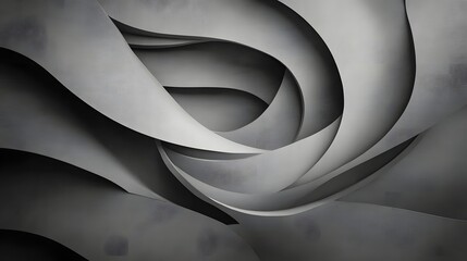 Poster - abstract grey waves in smooth flowing curves and textures