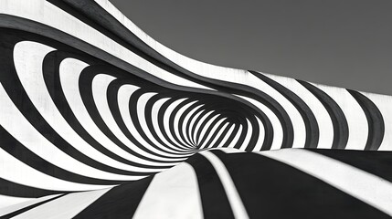 Poster - Abstract Black and White Spiral Pattern with Gradual Flow Effects