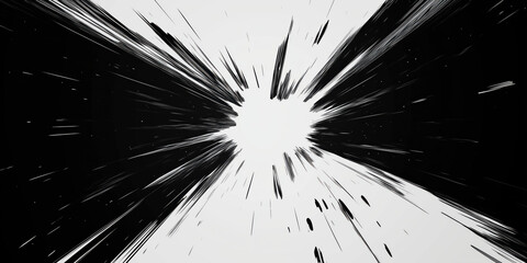 Poster - Abstract black and white explosion design with dynamic lines and energy