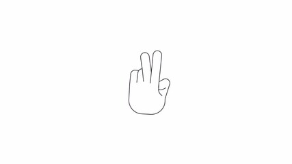 Poster - Hand gesturing dorsal view outline 2D animation. Body language communication symbols monochrome cartoon 4K video. Non verbal emotions expression animated arm isolated on white background