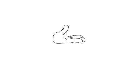 Poster - Hand performing doubting gesture outline 2D animation. So so body language symbol monochrome cartoon 4K video. Showing emotions non verbally technique animated arm isolated on white background