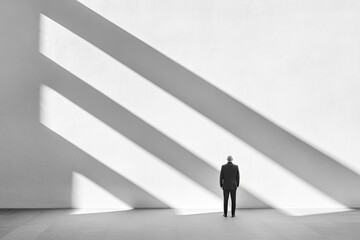 Poster - high-contrast black and white photograph showcasing deep shadows and dramatic lighting featuring minimalistic design