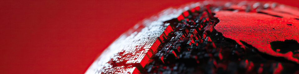 Aufkleber - red and black textured sphere with cubic structure