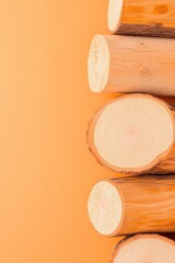 Poster - minimalistic photo of stacked lumber on clean solid color background creating serene atmosphere