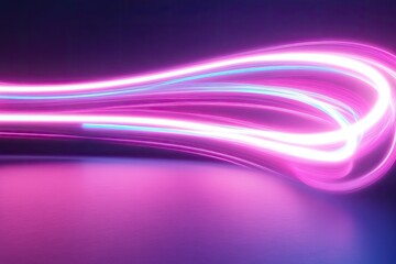 Poster - swirling cascade of neon light trails flowing dynamically across dark background