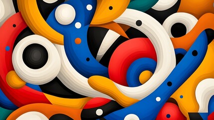Poster - Vibrant Abstract Artwork with Colorful Curves and Shapes