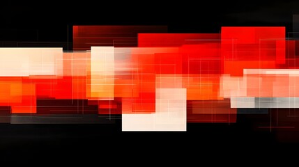 Poster - Abstract Red and Orange Geometric Shapes on Black Background
