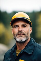 Wall Mural - candid portrait of gold miner in rugged clothing reflecting determination and strength surrounded by natural elements