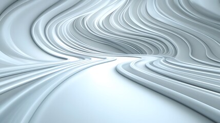 Poster - Abstract Curves and Waves in Smooth White Texture for Background Use