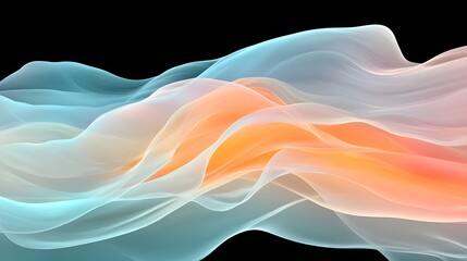 Poster - Colorful Abstract Flowing Waves on a Black Background