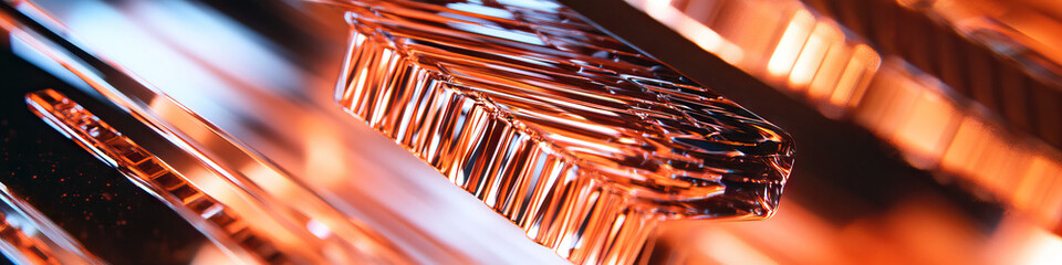 Poster - Close-up of Grooved Amber Glass Structure