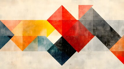 Poster - Colorful Geometric Shapes in Abstract Arrangement with Texture