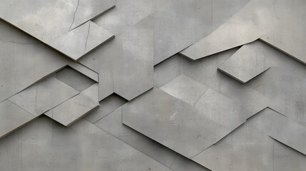 Poster - Abstract Minimalist Gray Concrete Wall with Geometric Shapes