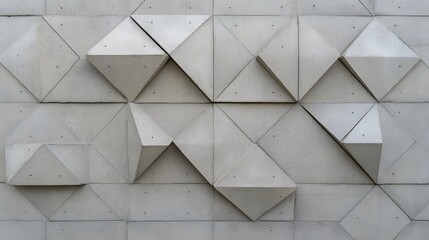 Poster - Geometric Concrete Wall with Triangular and Diamond Shapes