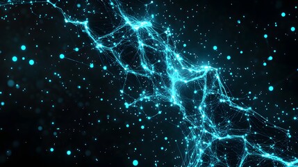 Fototapete - Abstract Blue Technology Background with Network Connection Design