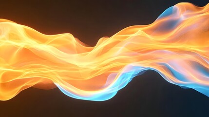 Poster - Abstract Flow of Orange and Blue Light with Smooth Curves