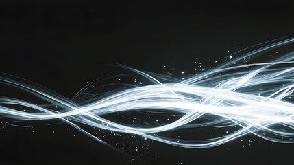 Poster - Ethereal Light Waves Flowing Across a Dark Background in Motion
