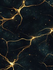 Leinwandbilder - Detailed depiction of the brain and nervous system showing glowing neuron pathways and electrical activity in a dark background. Generative AI