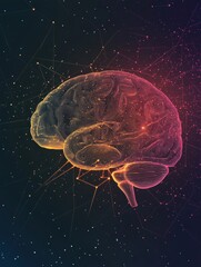 Leinwandbilder - Scientific exploration of the brain with glowing neuron pathways and electrical activity in a dark environment. Generative AI