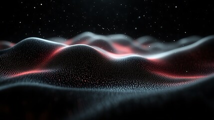 Abstract Dark Red And Grey Wavy Particle Field