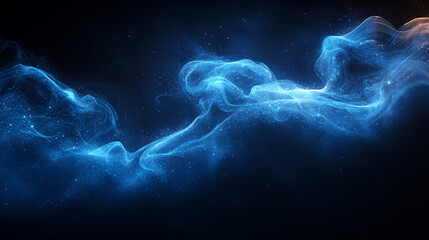 Poster - Abstract Blue Energy Flowing Particles Background Design Digital Art Illustration Wave Dark Magic   