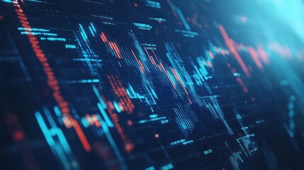 Poster - Abstract digital data visualization with vibrant colors