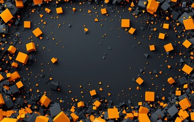 Aufkleber - Orange and black cubes frame; abstract background; design template