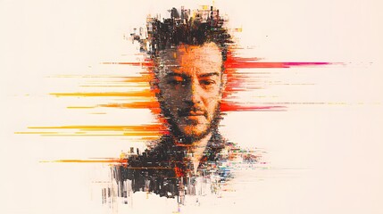 Poster - Abstract Portrait with Dynamic Brushstrokes and Vibrant Colors