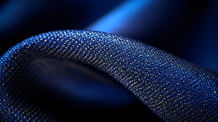 Sticker - Blue Fabric Texture, Close-up Drape, Dark Background, Fashion Design