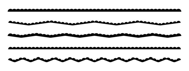 Wall Mural - Set of scallop border, divider wave and straight vector elements