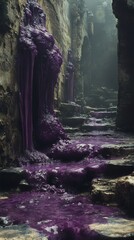 Fototapete - A scene of festering decay a shifting mass of slime stands among toxic pools and oozing sludge creating an unsettling and grotesque atmosphere