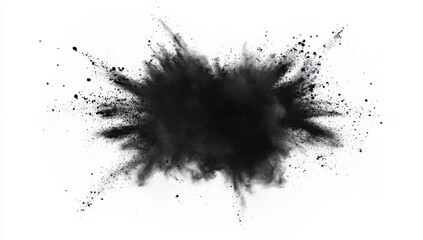 black powder explosion against white background, studio shot, design element (1)