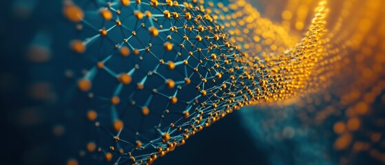 Poster - Abstract representation of interconnected nodes and particles