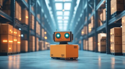 Poster - An AI-powered logistics center where robots handle shipping and receiving.