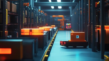 Poster - An AI-powered logistics center where robots handle shipping and receiving.